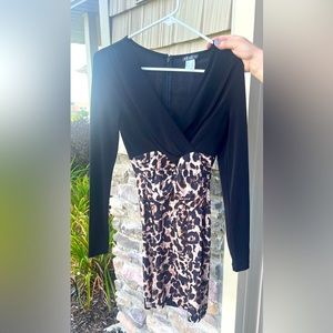 Black /Leopard Print long sleeve dress. Never worn.